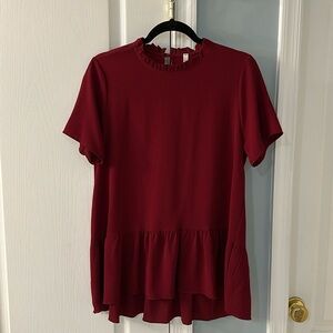 Boutique Orange Creek burgundy peplum blouse size large